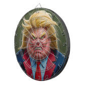 Donald Trump mit dem Cartoon der Angry Dartscheibe (Vorderseite rechts)