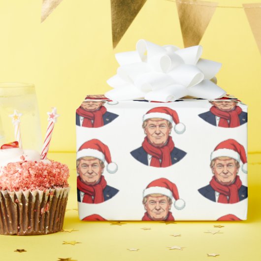 Donald Trump mit dem Weihnachtsmann hat frohe Weih Geschenkpapier (Geburtstagsparty)