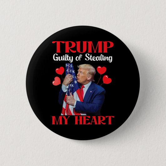Donald Trump mit der Fahne Trumps, der die Schuld Button (Vorderseite)