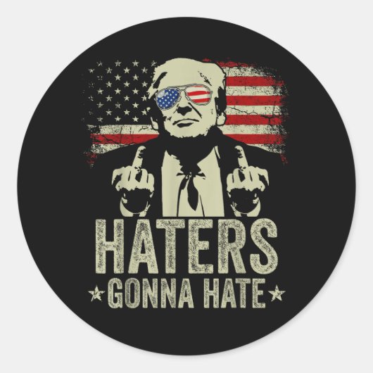 Donald Trump Mittelfinger Runder Aufkleber (Vorderseite)