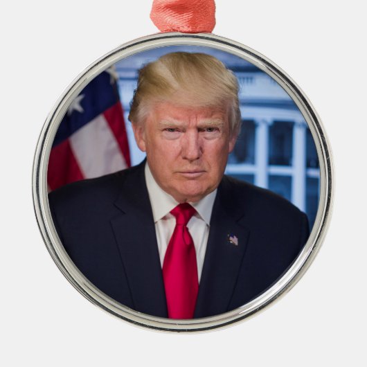 Donald Trump Offizielles Präsidentenportrait Ornament Aus Metall (Vorne)