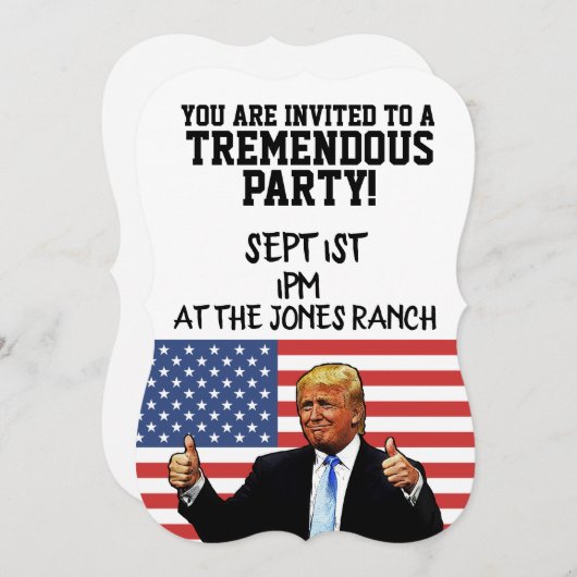 DONALD TRUMP-PARTY EINLADUNGEN ZURÜCK (Vorne/Hinten)