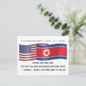 Donald Trump Peace Zitats Summit Nordkorea USA Postkarte (Stehend Vorderseite)