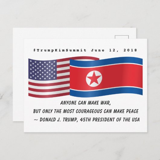 Donald Trump Peace Zitats Summit Nordkorea USA Postkarte (Vorne/Hinten)