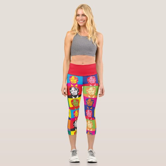 DONALD TRUMP POP ART CAPRI YOGA LEGGINGS (Vorderseite)