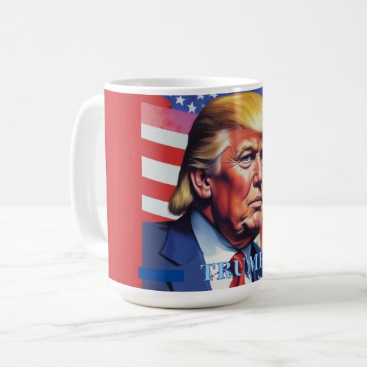 Donald Trump Pop Art Kaffeetasse (Vorderseite Links)