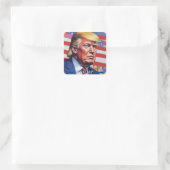 Donald Trump Pop Art Quadratischer Aufkleber (Tasche)