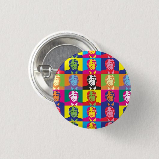 Donald Trump Pop Art Round Button Back Button (Vorne & Hinten)