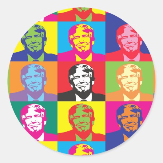 Donald Trump Pop Art Round Sticker (Vorderseite)