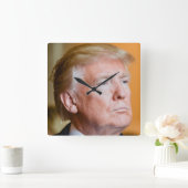 Donald Trump Portrait Quadratische Wanduhr (Zuhause)