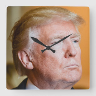 Donald Trump Portrait Quadratische Wanduhr
