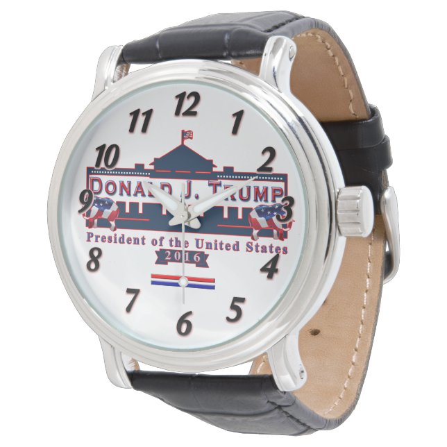 Donald Trump Präsident Elect Vintag Leather Watch Armbanduhr (Schrägansicht)