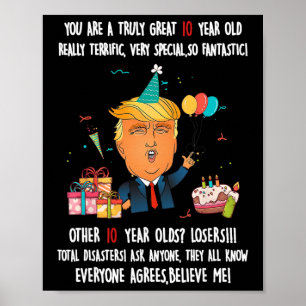 Donald Trump Präsident Lustiger 10. Geburtstag Tru Poster
