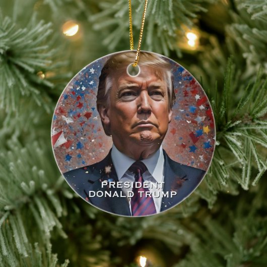 Donald Trump Präsident Modern Portrait Keramik Ornament (Baum)