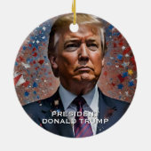 Donald Trump Präsident Modern Portrait Keramik Ornament (Hinten)