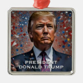 Donald Trump Präsident Modern Portrait Ornament Aus Metall (Vorne)