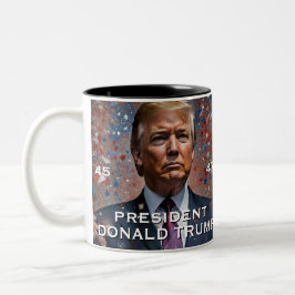 Donald Trump Präsident Modern Portrait Zweifarbige Tasse