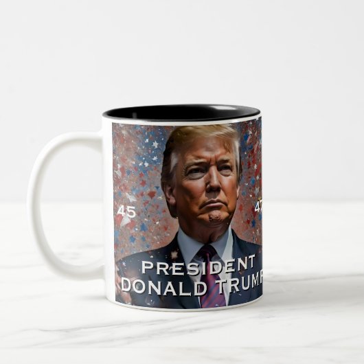 Donald Trump Präsident Modern Portrait Zweifarbige Tasse (Links)