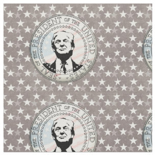 Donald Trump Präsident. Siegel USA Flag Schwarz-w Stoff