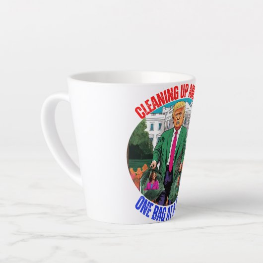 DONALD TRUMP-REINIGUNG AMERIKAS EINEN BEUTEL NACH  MILCHTASSE (Linke Ecke)