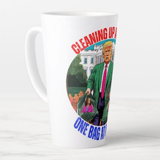 DONALD TRUMP-REINIGUNG AMERIKAS EINEN BEUTEL NACH  MILCHTASSE (Linke Ecke)