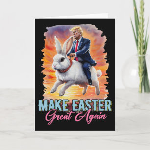 Donald Trump reitet auf einem Hasen und macht Oste Karte