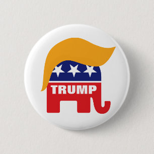 Donald Trump Republikaner Elefant Haar Logo Button