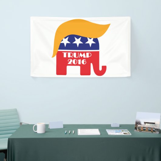 Donald Trump republikanisches Elephant Hair-Logo Banner (Messeveranstaltung)