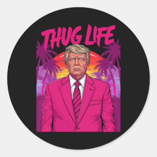 Donald Trump Retro Vintage Stimmung Rosa Lustige K Runder Aufkleber