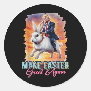 Donald Trump Riding Bunny machen Ostern wieder gro Runder Aufkleber