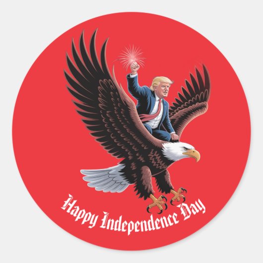 Donald Trump Riding Patriotic Eagle Art Custom Runder Aufkleber (Vorderseite)