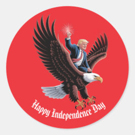 Donald Trump Riding Patriotic Eagle Art Custom Runder Aufkleber