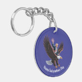 Donald Trump Riding Patriotic Eagle Art Custom Schlüsselanhänger (Vorderseite links)