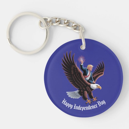 Donald Trump Riding Patriotic Eagle Art Custom Schlüsselanhänger (Vorderseite)