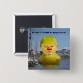 Donald Trump Rubber Yellow Duck Square Button (Vorne & Hinten)