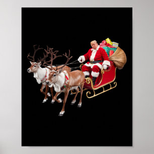 Donald Trump Santa Claus Sleigh Weihnachtsfeier We Poster