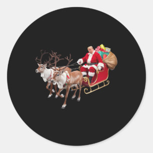 Donald Trump Santa Claus Sleigh Weihnachtsfeier We Runder Aufkleber