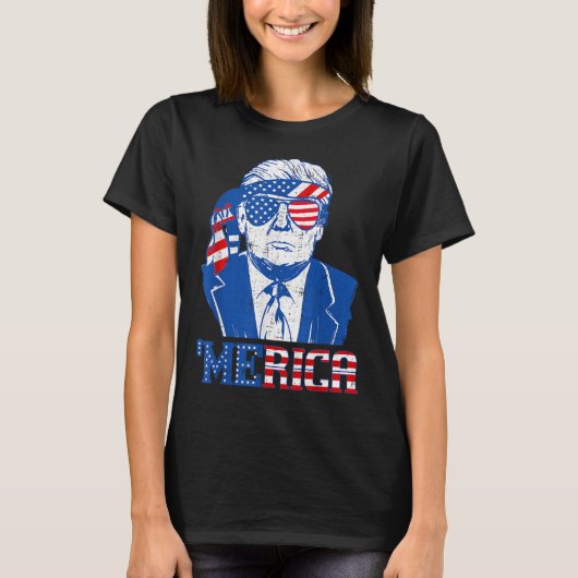 Donald Trump Shirt Merica Trump Sungl US Flag 4. (Vorderseite)