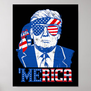 Donald Trump Shirt Merica Trump Sungl US Flag 4. Poster
