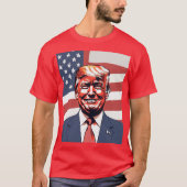 Donald Trump Sketch mit subtilem Lächeln und Ameri T-Shirt (Vorderseite)
