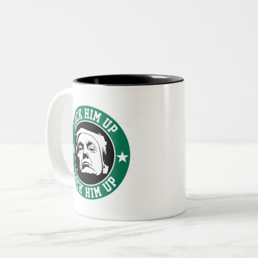 Donald Trump sperrt ihn auf Zweifarbige Tasse (Vorderseite Links)