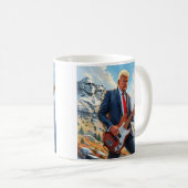 Donald Trump spielt Electric Bass Mount Rushmore Kaffeetasse (VorderseiteRechts)