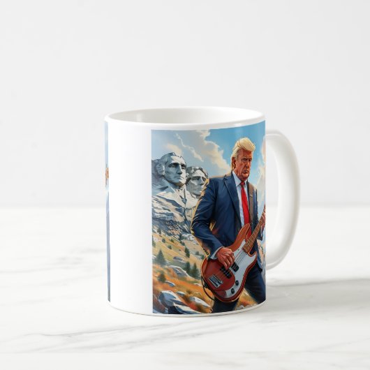 Donald Trump spielt Electric Bass Mount Rushmore Kaffeetasse (VorderseiteRechts)