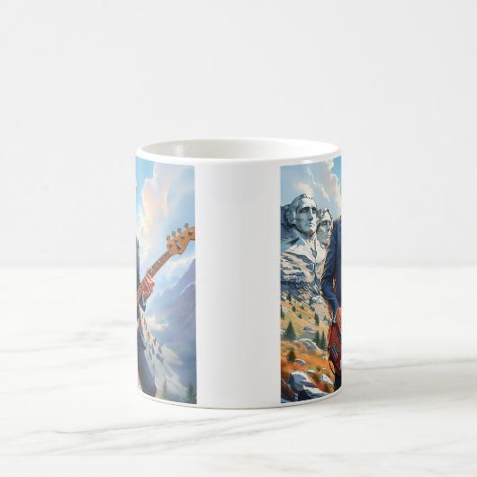 Donald Trump spielt Electric Bass Mount Rushmore Kaffeetasse (Mittel)