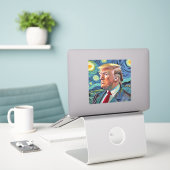 Donald Trump Starry Night Van Gogh Art Style 2024 Aufkleber (Laptop auf Schreibtisch)