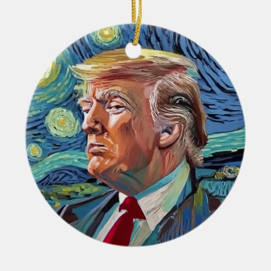 Donald Trump Starry Night Van Gogh Art Style 2024 Keramik Ornament (Vorne)