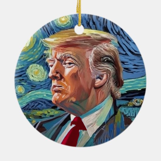 Donald Trump Starry Night Van Gogh Art Style 2024 Keramik Ornament (Hinten)