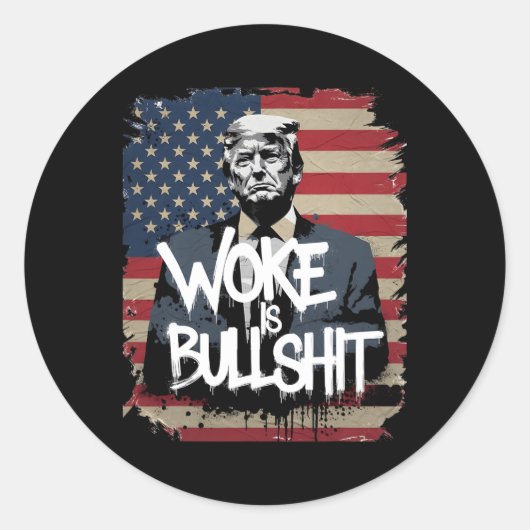 Donald Trump Supporter Tee Woke Is Bull Patriotic  Runder Aufkleber (Vorderseite)