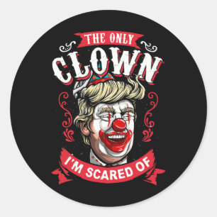 Donald Trump T Shirt Funny Clown Resist Männer Fra Runder Aufkleber