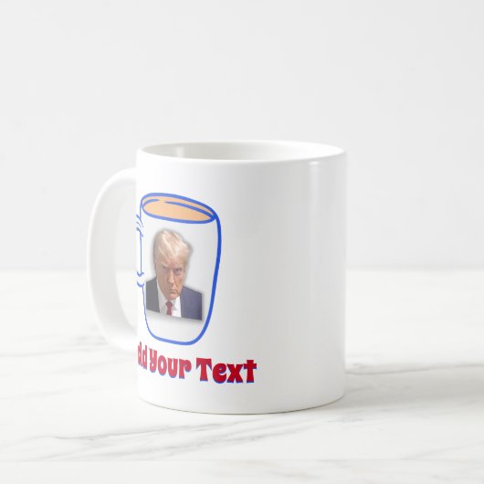 Donald Trump Tasse Shot Meme Custom Text Red & Blu (Vorderseite Links)